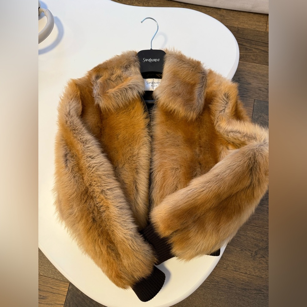 YSL Saint Laurent Shearling Fur Jacket 34 XS NWT